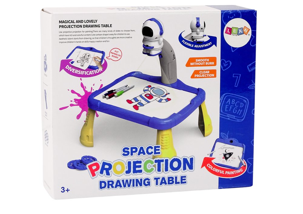 Sto za crtanje sa projekcijom, astronaut tema, Lean Toys, kutija proizvoda